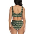 thumbnail image 3 of Rocae Jungle Green Camo USA Flag for Bikini Set for Women Two Piece Sexy High Swimsuits Split Crossover Bikini Medium, 3 of 9