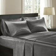 Comfort Classics Solid Satin 6 Piece Grey Sheet Set, King