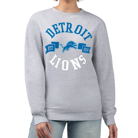 Women's G-III 4Her by Carl Banks  Heather Gray Detroit Lions Large Team Graphic Fleece Pullover Sweatshirt