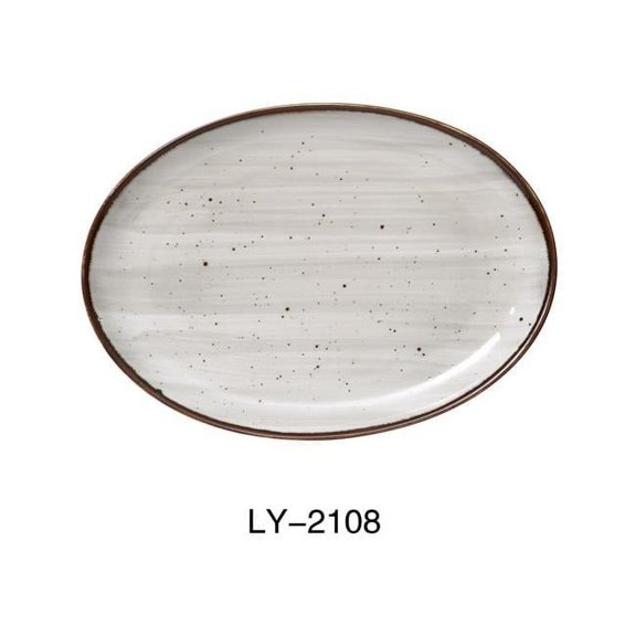 Yanco LY-2108 Lyon 8" X 5 1/2" X 3/4"COUPE PLATTER, Porcelain, Reactive Glaze, Pack of 36
