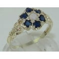 thumbnail image 2 of LBG 10k White Gold Natural Opal & Sapphire Womens Vintage Daisy Ring - Size 9.75, 2 of 5