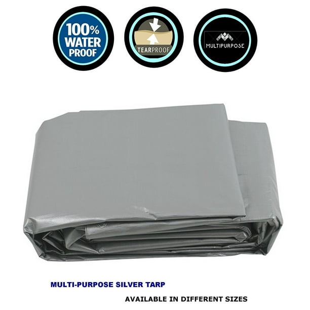 EXTREME HEAVY DUTY TWO TONE GREY SILVER POLY TARP REINFORCED