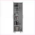 thumbnail image 3 of Storage Cabinets with Mop & Broom Storage, 5 Shelves, 71.3 Inch, Black/White | White+Black | Particle Board, 3 of 7
