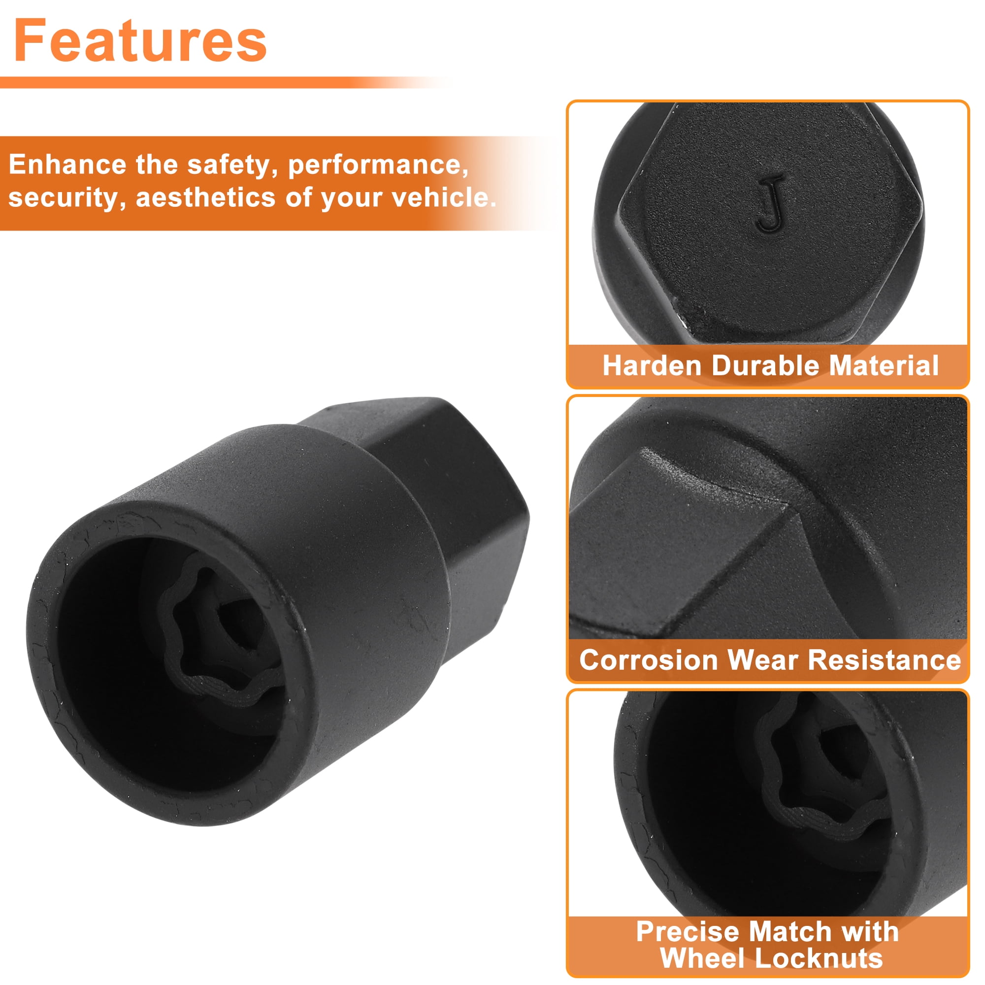 Unique Bargains Wheel Lock Lug Nut for Toyota Anti-Theft Key Socket Black J
