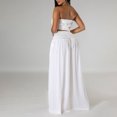 thumbnail image 5 of Plus Size Summer Outfits Sleeveless Round-Neck Blouses & Shirts Sets Solid Color Long Sleeveless Strapless Lace-Up High Waist Pleated Pants Casual Suit 2 Piece Outfits Summer White xxl, 5 of 7