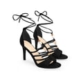 thumbnail image 3 of BLISSFUL STEP Lace Up Strappy Pearls Stiletto Heel Sandals for Women Black (Size 8.5), 3 of 7