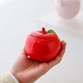 thumbnail image 4 of FONDOTIN 2Pcs Apple Shaped Sugar Bowl Ceramic Storage Container for Christmas and Family, 4 of 8