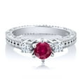 thumbnail image 2 of Gem Stone King 1.22 Ct Round Red Created Ruby 925 Sterling Silver Ring (Size 7), 2 of 2