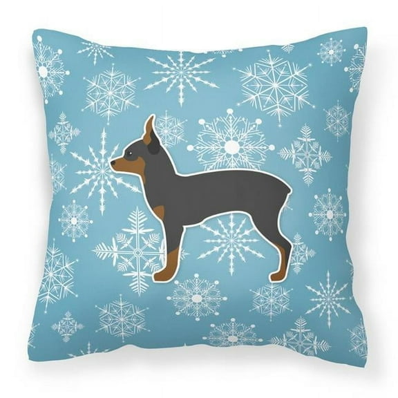 Carolines Treasures BB3487PW1818 Winter Snowflake Toy Fox Terrier Fabric Decorative Pillow