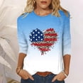 thumbnail image 2 of IROINNID Women's Round Neck T-Shirt Fashion Casual Stitching 3/4 Sleeve Tops 4th Of July, 2 of 4