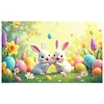 thumbnail image 3 of Cute Cartoon Rabbit Floral Decoration Spring Theme Backdrop Banner Birthday Party Supplies Photography Props Easter Wall Hanging Backdrop, 3 of 4