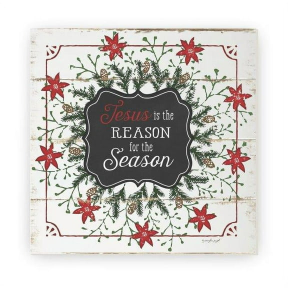 Jesus Is The Reason for The Season Rustic Wood Sign 12x12 (Unframed)