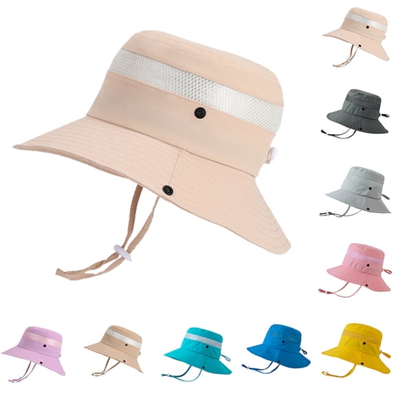 JAJAHO Kids Sun Hat Wide Brim Quick Dry Bucket Hat Adjustable Outdoor Summer Beach Caps For Boys Girls 4-10Y