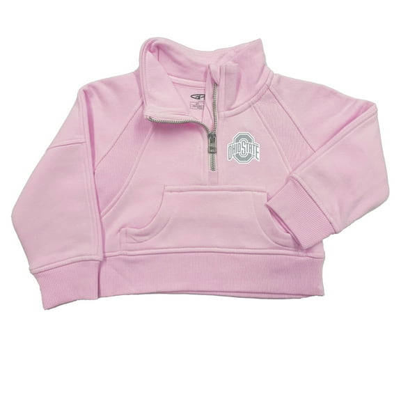 Girls Toddler Garb Pink Ohio State Buckeyes Cropped Dawn Funnel Neck Half-Zip Sweatshirt
