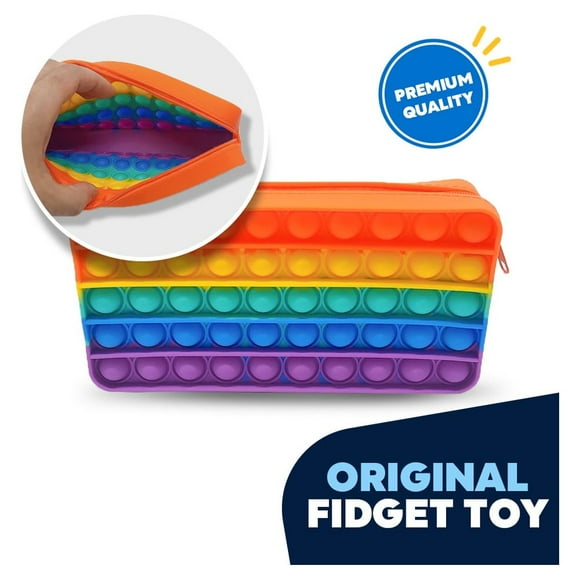 pop push it estuche de lápices fidget toy regreso a clases con colores arco iris juegos sensoriales para aliviar estrés y ansiedad apto para niños y adultos ideal para navidad