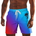 thumbnail image 4 of Tisuna Men Swimming Trunks Elastic Waist Loose Fit 5 Inch Swim Shorts Casual Lightweight Mens Pool Beach Gradient Print Beach Shorts Size L Blue, 4 of 4