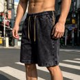 thumbnail image 2 of Thousandth Men's Casual Washed Denim Shorts Summer Elastic Waist Drawstring Everyday Shorts Breathable Relaxed Streetwear Shorts with Pockets, 2 of 8