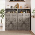 thumbnail image 4 of Distressed Farmhouse Storage Cabinet with Doors and Shelves, Freestanding Kitchen Pantry Storage Cabinet, Floor Cabinet Hutch Cupboard for Kitchen/Living Room/Home Office, Washed Grey, 4 of 16