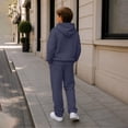thumbnail image 5 of SERTGUTR Boys' Waffle Knit Hoodie Pullover Quarter Zip Kangaroo Pocket Elastic Waist Sweatpants 2 Piece Set Relaxed Fit Warm Winter School Outdoor Wear, 5 of 9