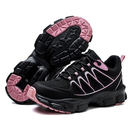 CONIVISON Women's Lightweight Safety Shoes Steel Toe Anti-Smash Anti-Puncture Breathable Non-Slip Work Shoes - Black 7