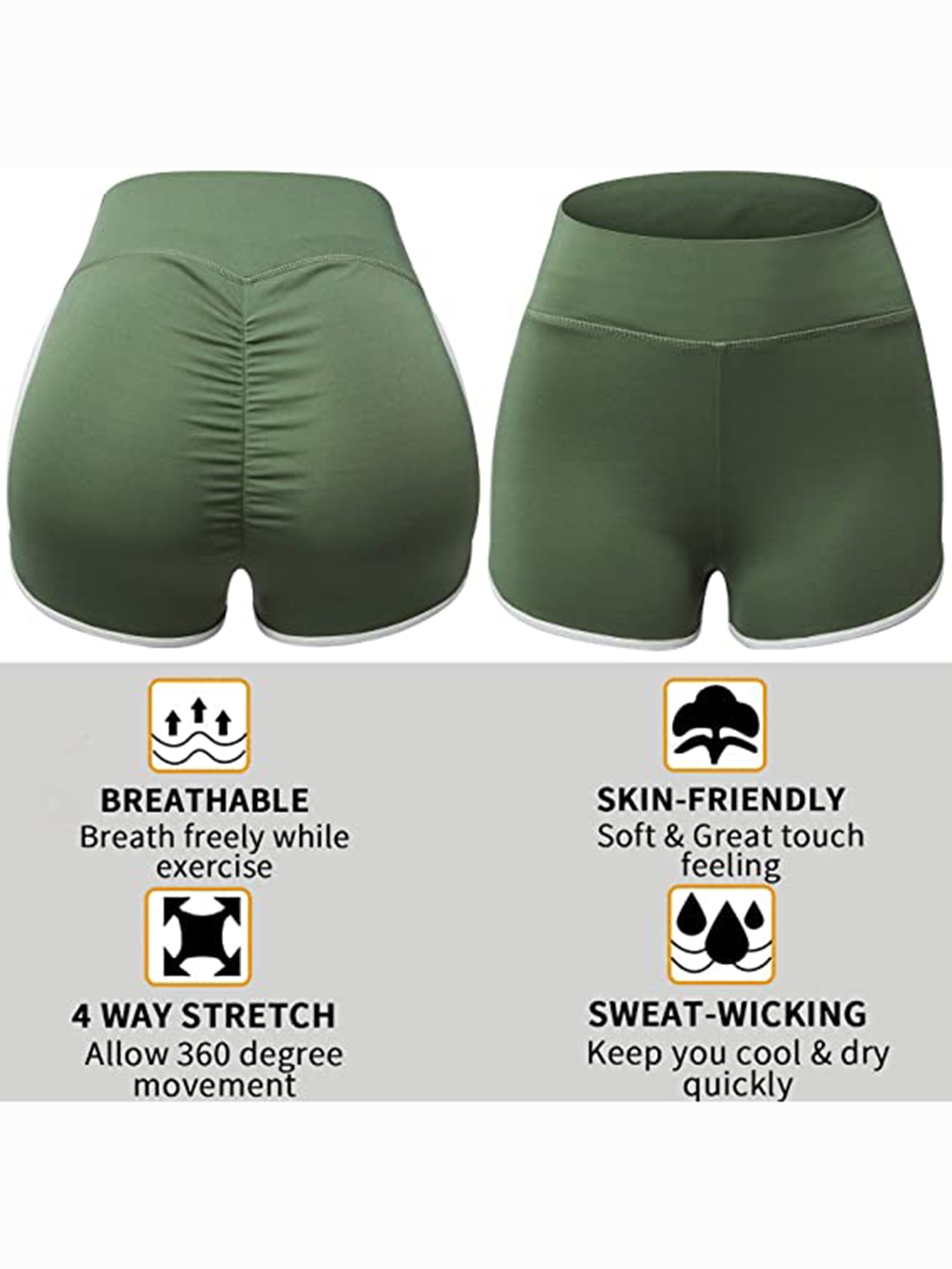 SAYFUT Butt Lifting Yoga Shorts for Women Tummy Control Leggings Textured  Ruched Running Shorts Bottom 