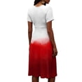 thumbnail image 6 of Laqbezok Gradient Ombre Short Sleeve Midi Dress, Elegant Ruched High Waist Slimming Summer Dress, Casual V-Neck A-Line Flare Fashion Outfit, Vibrant Sun Dress, 6 of 6