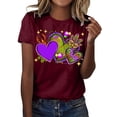 thumbnail image 1 of TSADFHJI Hauts Femmes Manches Courtes Femmes Décontracté Mardi Impression Chemises Col Rond Manches Courtes Tee Tops Tunique Blouse TTG Rouge, 1 of 5
