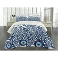 thumbnail image 3 of Ambesonne Evil Eye Quilted Bedspread Set 3 Pcs, Traditional Beads Luck, King Size, Dark Blue and Pale Blue, 3 of 5