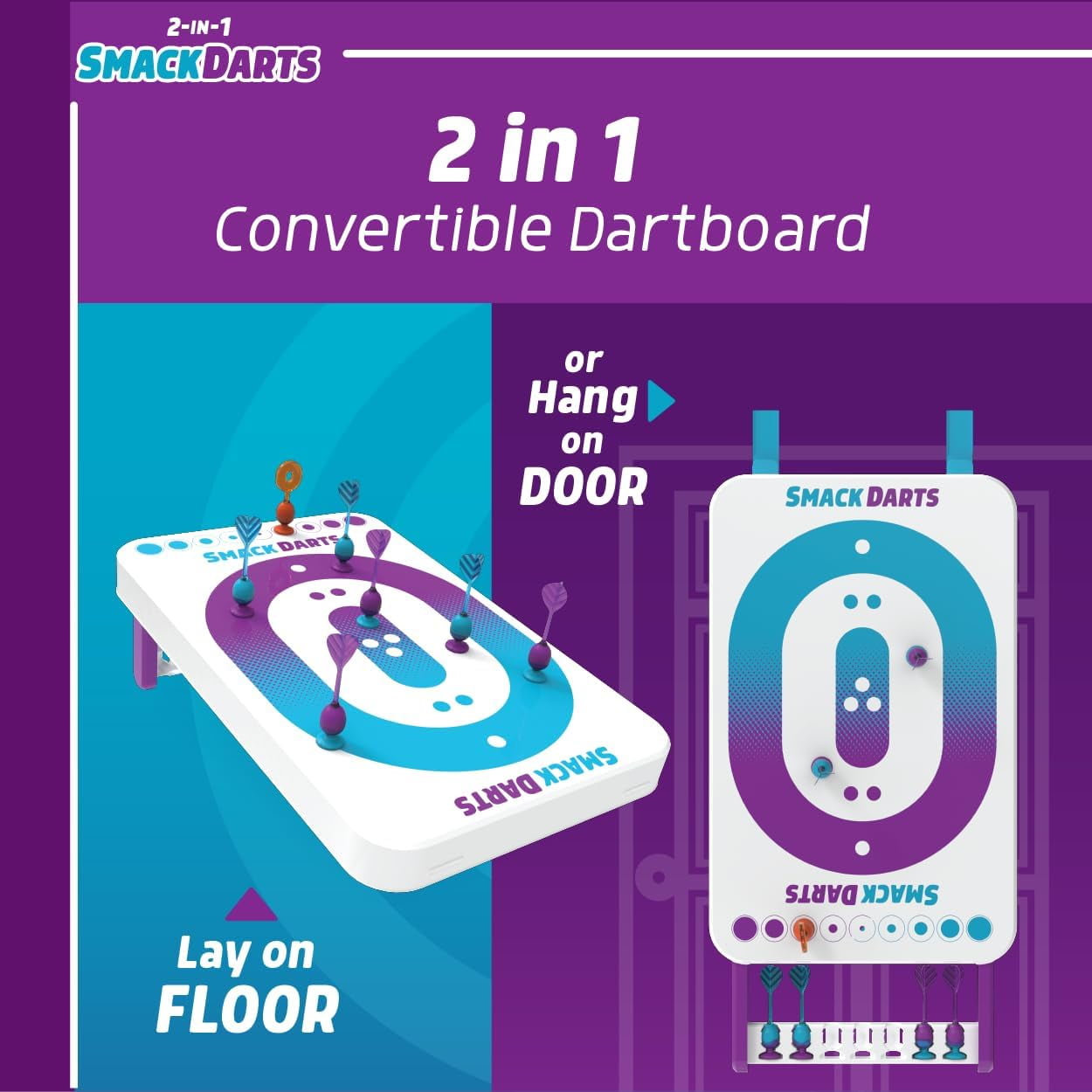 2-In-1 Smack Darts Suction Cup Convertible Dartboard Target Game