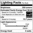 thumbnail image 4 of Satco 4.5w G25 Globe Filament LED 5000K Medium Base Dimmable - 40w equiv, 4 of 4