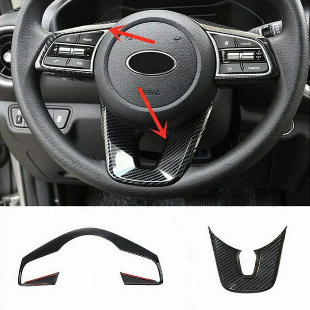 Carbon Fiber Steering Wheel Trim 2 Pieces for Kia Seltos 2020 - 2021-