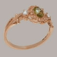 thumbnail image 4 of LBG British Made 14k Rose Gold Natural Peridot & Cubic Zirconia Womens Engagement Ring - 33 size options - Size 6, 4 of 8