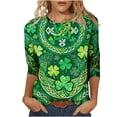thumbnail image 2 of Mceream St Patricks Day T-Shirt pour Femmes Drôle Manches 3/4 Hauts Mignons Décontractés Col Rond T-Shirts Graphiques Trèfle Imprimé Floral 2026 Hauts Chemisiers Grande Taille Vert P, 2 of 5
