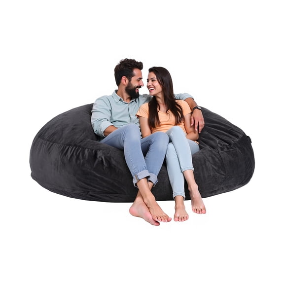 VEVOR Bean Bag Chair, Giant BeanBag Chair with Removable & Washable Cover for Adult, Dutch Velvet & High-Density Foam Filling Round Bean Bag with Handle and Side Pocket for Living Room Bedroom