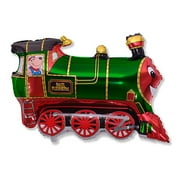 31 inch Party Brands Train - Green Foil Mylar Balloon - FLAT - Qty 1 - Party Supplies Decorations