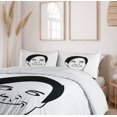 thumbnail image 6 of Ambesonne Humor Duvet Cover Set, Oh Crap Troll Face Guy, 2-Calking, Black and White, 6 of 7