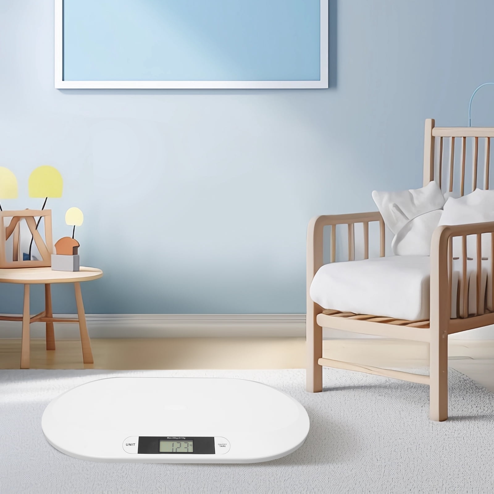 Digital Baby Weighing Scale, 44lbs Capacity, LCD Display, Tare Function, Automatic Shut-Off, Ergonomic Design, Baby & Pet Weight Monitor, White