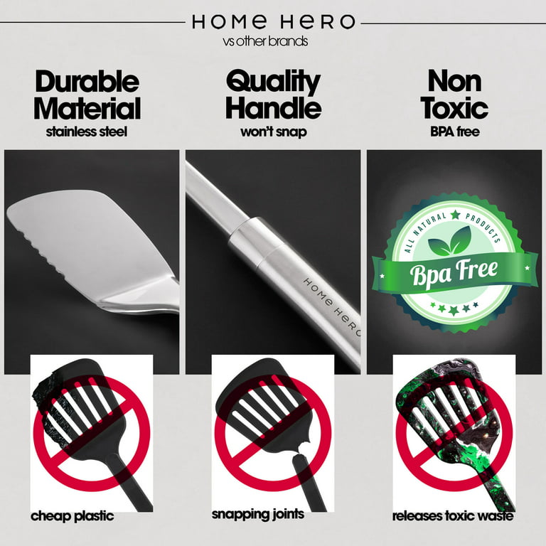 Home Hero Stainless Steel Kitchen Utensil Set Non Stick Cooking