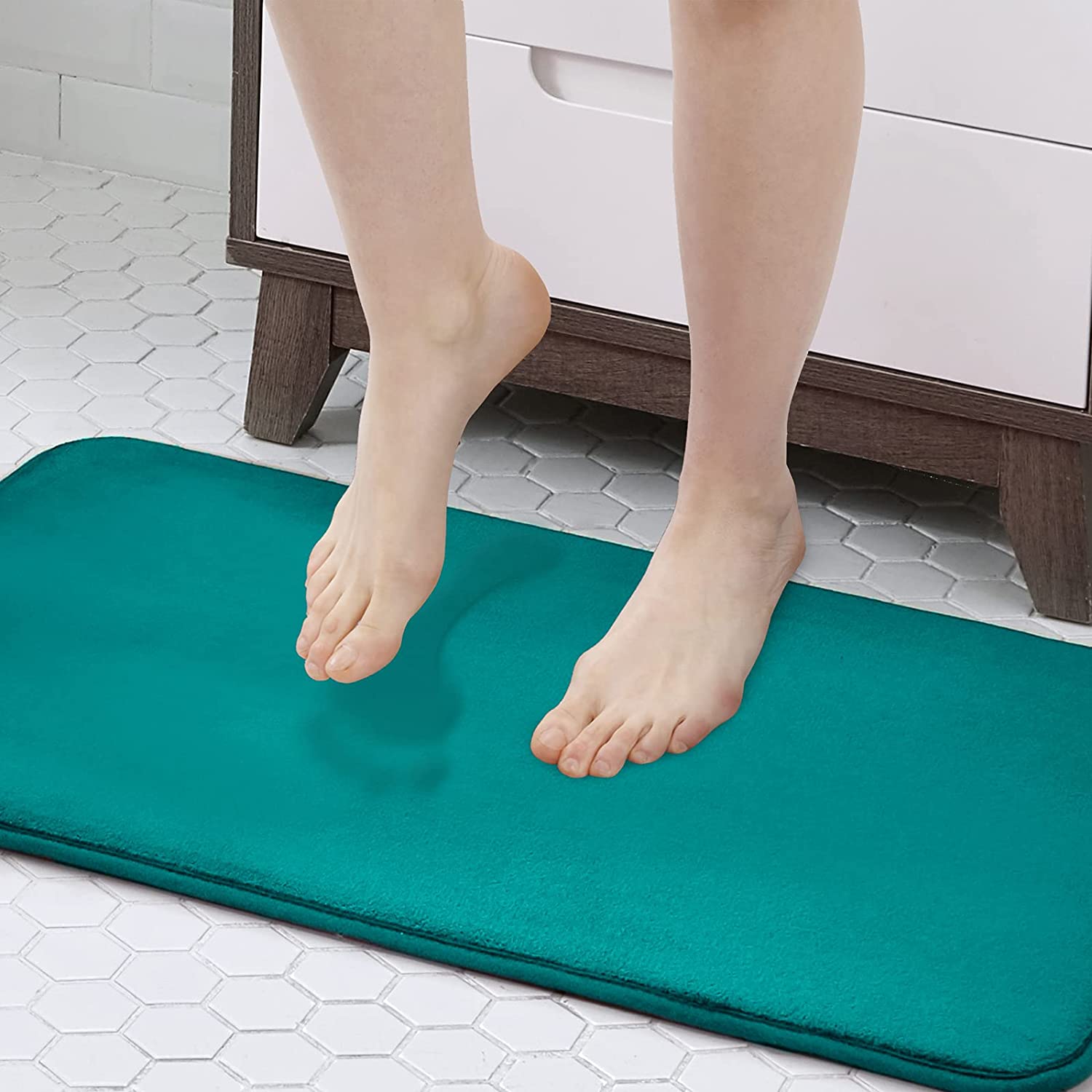 Ex tra Thick Memory Foam Bath Runner Rug 24x 60 Teal Non Slip Absorbent