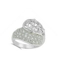 thumbnail image 4 of White Cubic Zirconia Flower Filigree Cluster Ring .925 Sterling Silver Band Jewelry Female Size 7, 4 of 4
