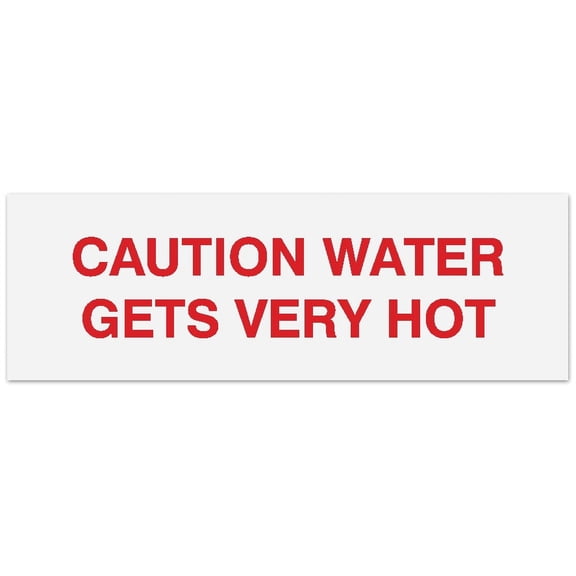 Signs ByLITA Basic Caution Water Gets Very Hot Sign - Laser-Engraved Lettering | Durable ABS Plastic | Vibrant Colors | Powerful Foam Tape (White/Red) - Large
