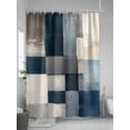 thumbnail image 5 of Fsddascl Blue Beige Geometric Shower Curtain Set - Extra Long 72" x 96" Washable Bathtub Curtain with 12 Hooks, Vintage Farmhouse Ombre Painting Waterproof Fabric Stall Shower Curtains for Bathroom, 5 of 6