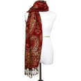 thumbnail image 3 of Paisley Jacquard Scarf Womens Fashion Shawl Long Soft Accent Wrap In Red/Gold, 3 of 4