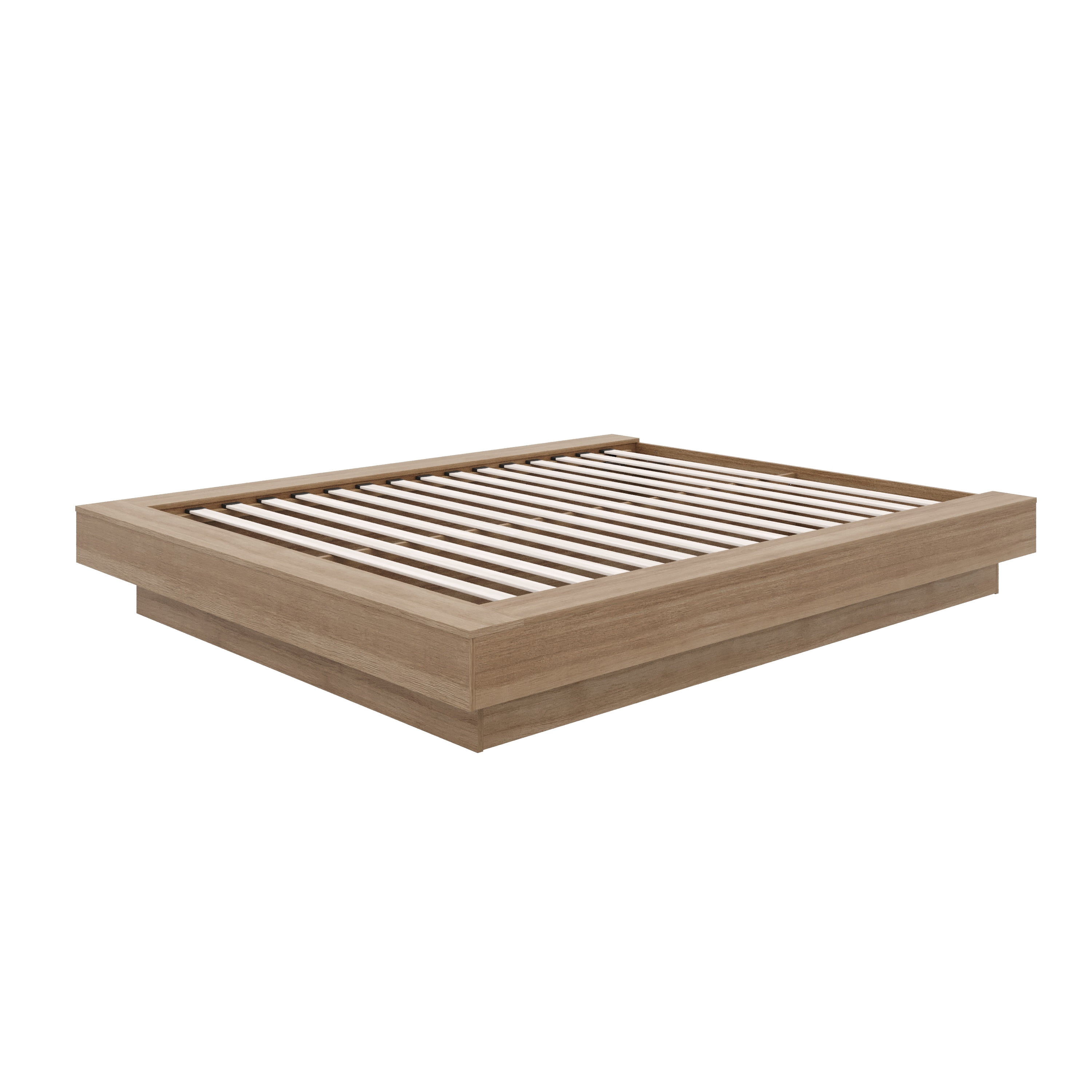 Nexera Marconi King Size Platform Wood Bed Frame, Brown Oak