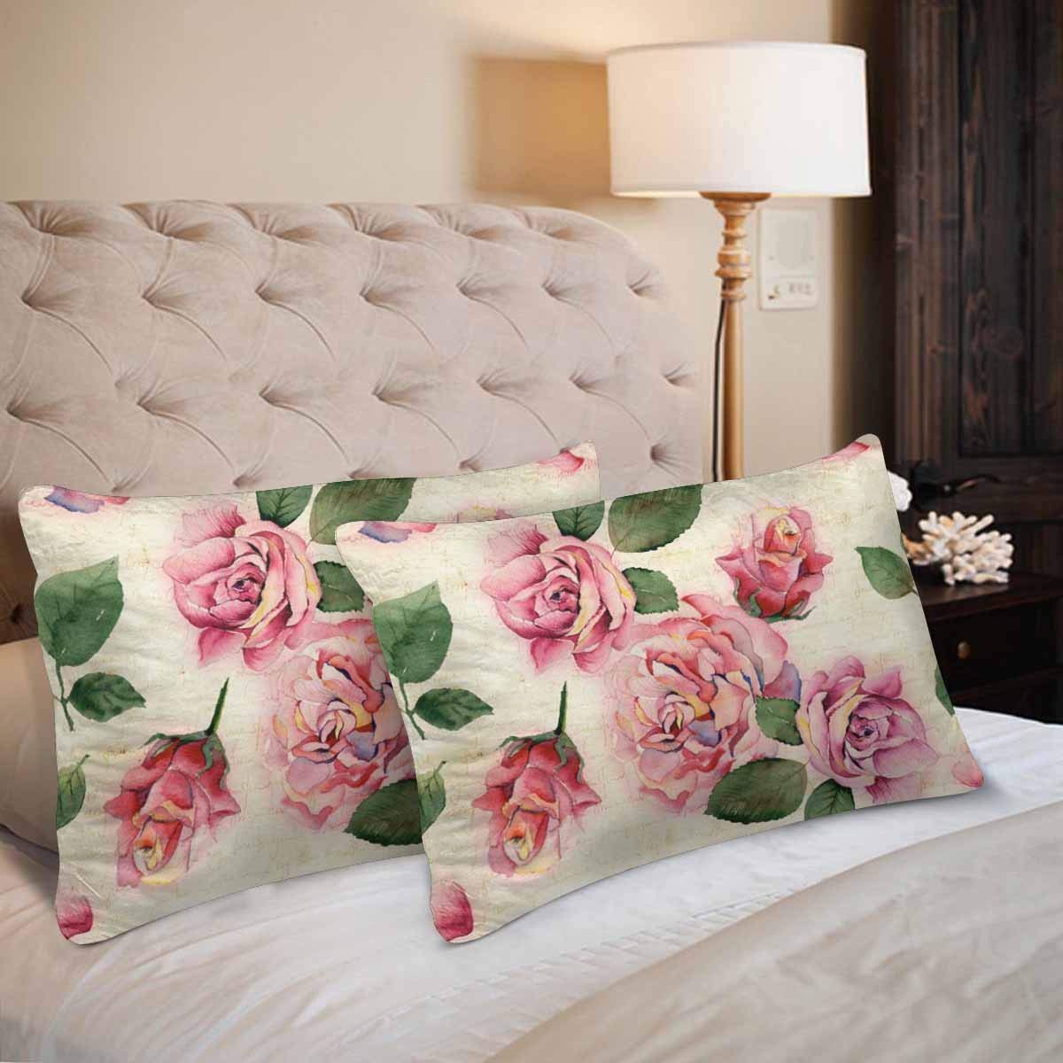 GCKG Watercolor Roses Seamless Pattern Pillow Cases Pillowcase 20x30