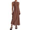 thumbnail image 5 of Women's Summer Sleeveless Extra Contrast Stitch Ribbed Knit Long Dresses, 5 of 6