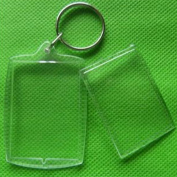 100 llaveros con marco de fotos rectangulares de acrílico transparente, portátiles, para oficina, negocios y escuela.