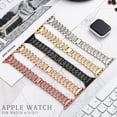 thumbnail image 2 of Pozyie for Apple Watch Band 42mm, Women's Rhinestone Stainless Steel Band with Sparkling Diamond Case, Compatible with iWatch SE Series, Rose Gold, 2 of 5