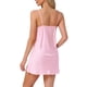 thumbnail image 3 of Noche de seda inspiradora para mujeres, vestido de encaje sexy, vestido de satén, ropa de dormir sin mangas, lencería chemise M rosa, 3 of 6