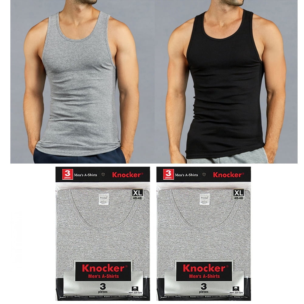 S-XXXL Mens vest black and grey tank top men with fine rib pack of 4 breathable thanks to 100% cotton . in white smooth